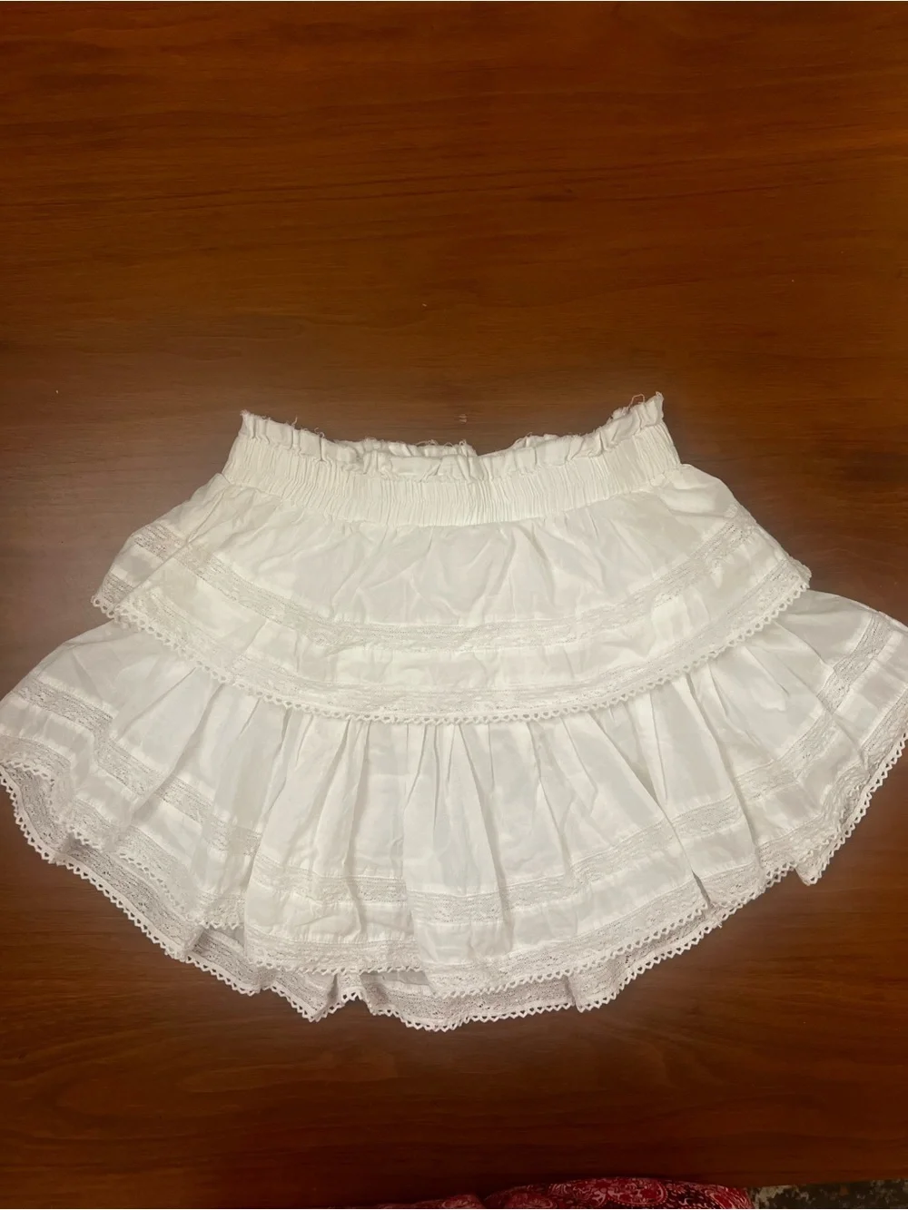 LoveShackFancy White Ruffle Lace Mini Skirt Size XS - Excellent Condition